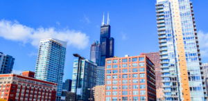 Chicago skyline on a sunny day