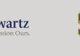 Robbins Schwartz law firm logo and Stevenson school logo side by side on a light gray background